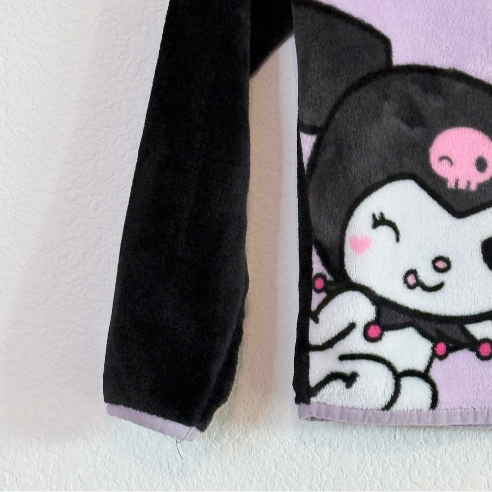 Sanrio Kuromi Kids Fleece Pullover | Black & Lavender | Quarter Zip | Small - Picture 14 of 16